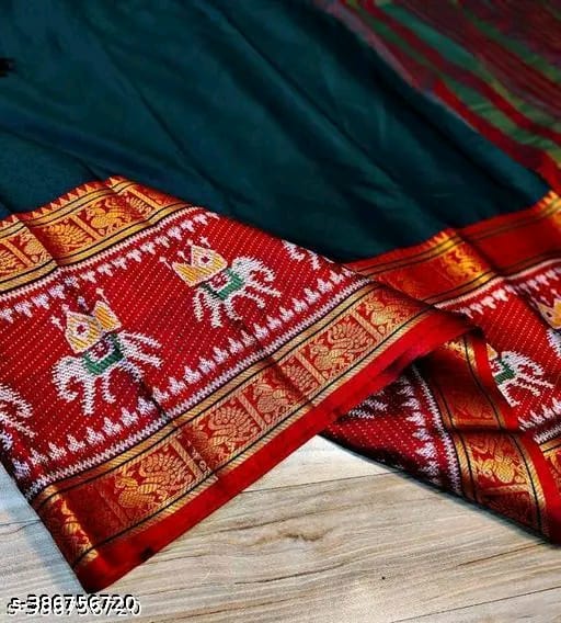 SM Women Cotton Silk Embroidered Saree with Jacquard Blouse