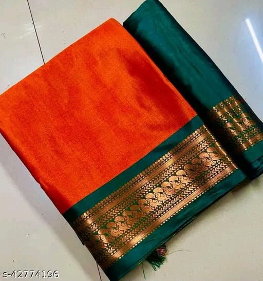 SM Women Cotton Silk Solid Saree with Cotton Silk Blouse
