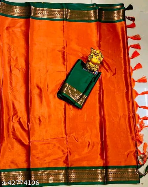 SM Women Cotton Silk Solid Saree with Cotton Silk Blouse