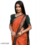 SM Women Cotton Silk Solid Saree with Cotton Silk Blouse