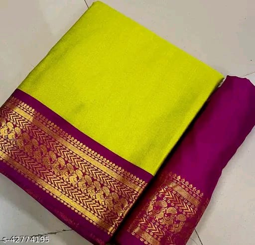SM Women Cotton Silk Solid Saree with Cotton Silk Blouse