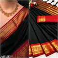 SM Women Cotton Silk Solid Saree with Cotton Silk Blouse