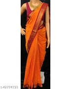 SM Women Cotton Silk Solid Saree with Cotton Silk Blouse