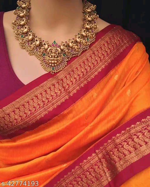 SM Women Cotton Silk Solid Saree with Cotton Silk Blouse
