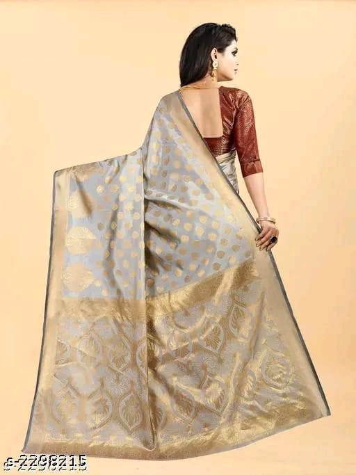 SM Women Banarasi Silk Saree with Separate Blouse