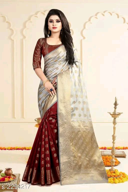 SM Women Banarasi Silk Saree with Separate Blouse