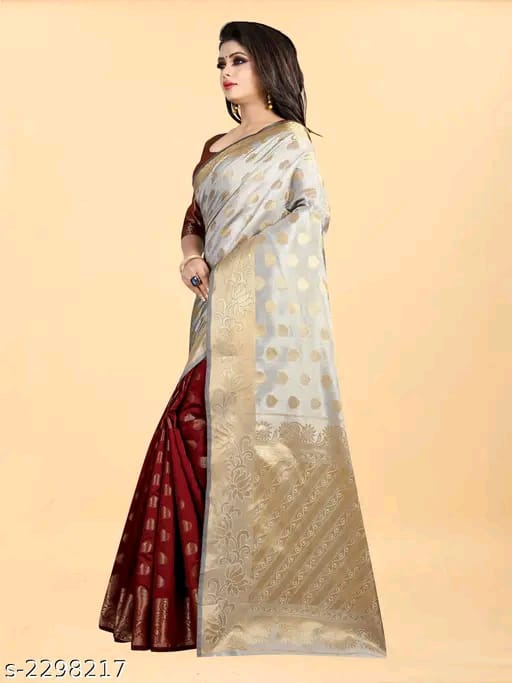 SM Women Banarasi Silk Saree with Separate Blouse