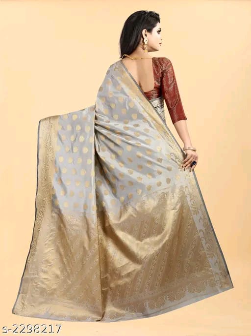 SM Women Banarasi Silk Saree with Separate Blouse