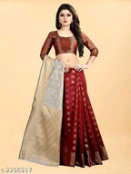 SM Women Banarasi Silk Saree with Separate Blouse