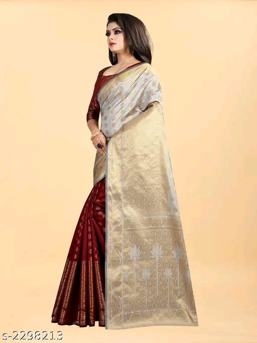SM Women Banarasi Silk Saree with Separate Blouse