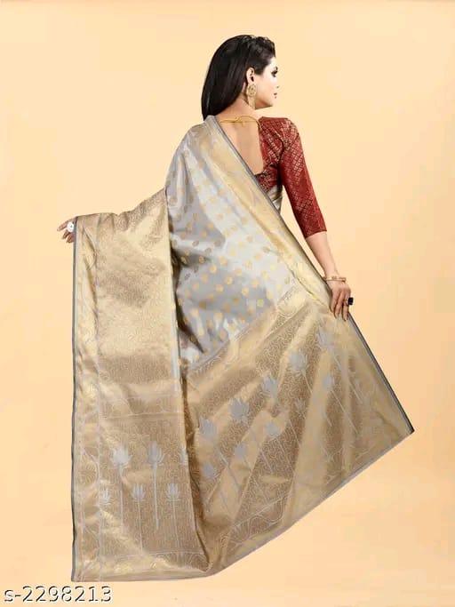 SM Women Banarasi Silk Saree with Separate Blouse