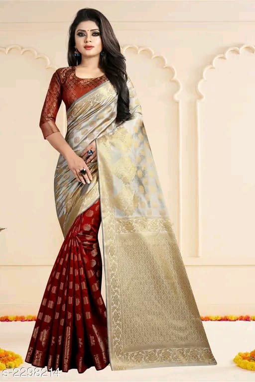 SM Women Banarasi Silk Saree with Separate Blouse