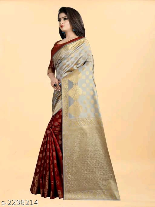 SM Women Banarasi Silk Saree with Separate Blouse