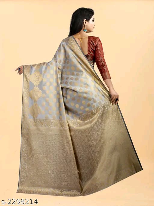 SM Women Banarasi Silk Saree with Separate Blouse