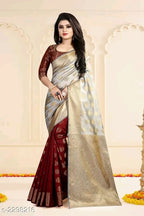 SM Women Banarasi Silk Saree with Separate Blouse