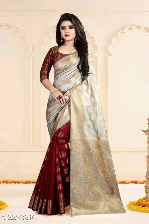 SM Women Banarasi Silk Saree with Separate Blouse