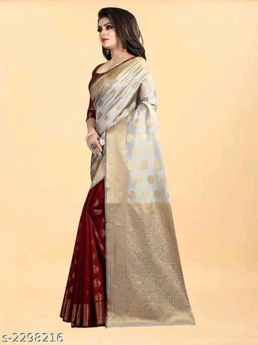 SM Women Banarasi Silk Saree with Separate Blouse