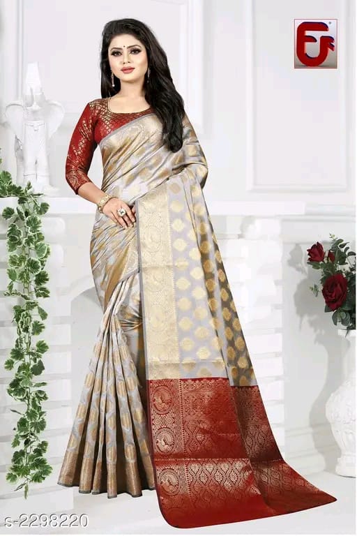 SM Women Banarasi Silk Saree with Separate Blouse