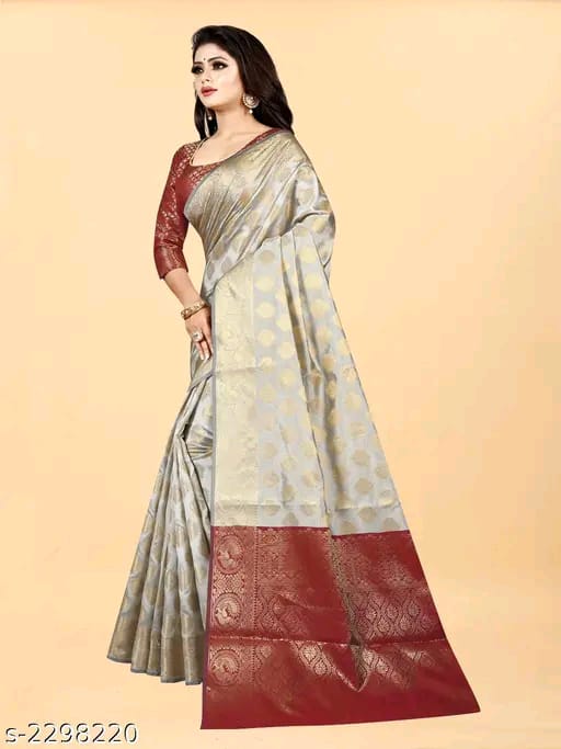 SM Women Banarasi Silk Saree with Separate Blouse