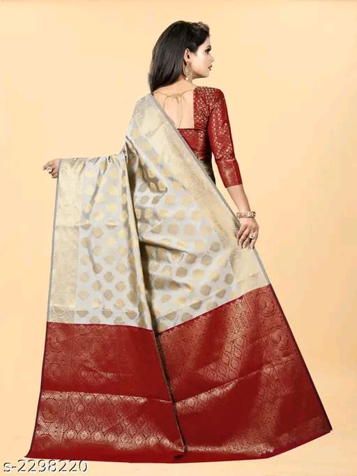 SM Women Banarasi Silk Saree with Separate Blouse