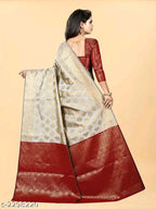 SM Women Banarasi Silk Saree with Separate Blouse