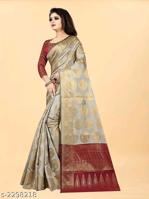 SM Women Banarasi Silk Saree with Separate Blouse