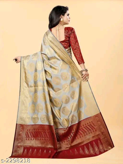 SM Women Banarasi Silk Saree with Separate Blouse