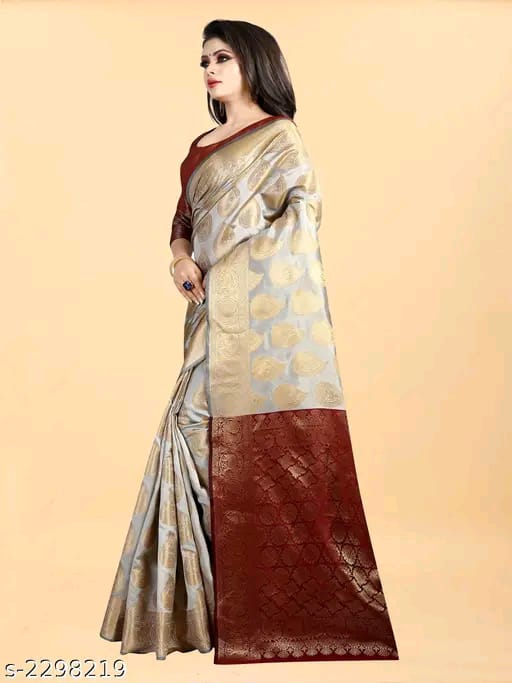 SM Women Banarasi Silk Saree with Separate Blouse