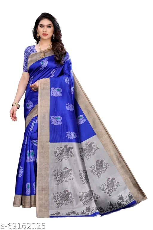 SM Women Art Silk Printed Saree with Art Silk Blouse