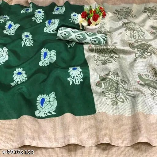 SM Women Art Silk Printed Saree with Art Silk Blouse