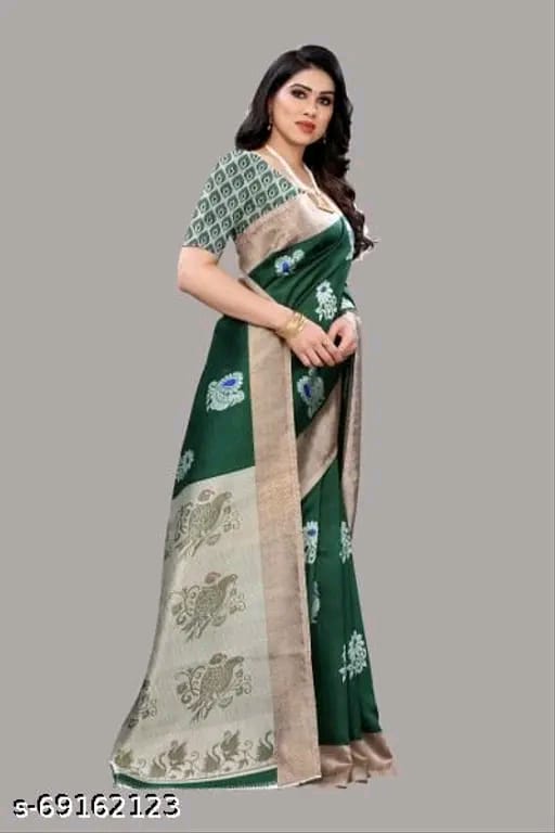 SM Women Art Silk Printed Saree with Art Silk Blouse