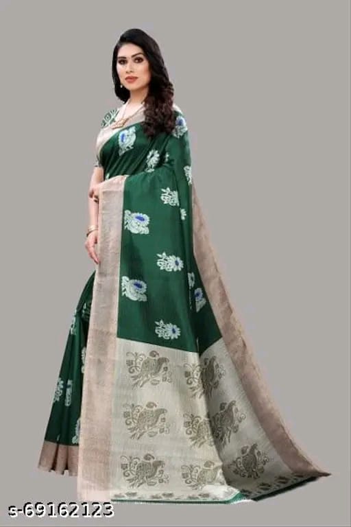 SM Women Art Silk Printed Saree with Art Silk Blouse