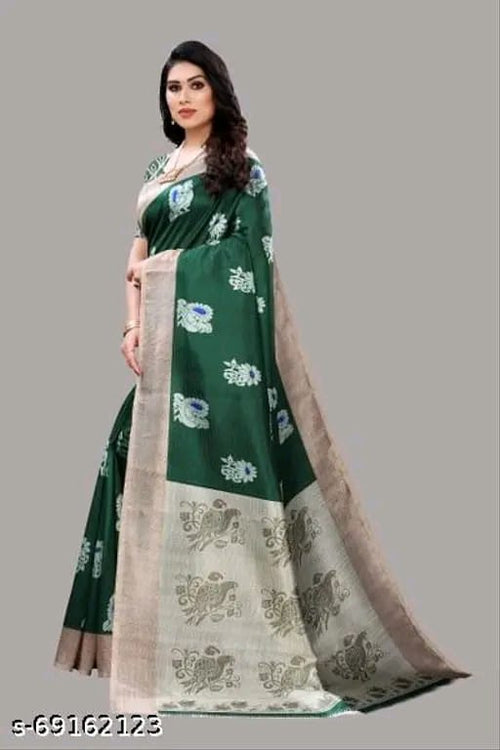 SM Women Art Silk Printed Saree with Art Silk Blouse