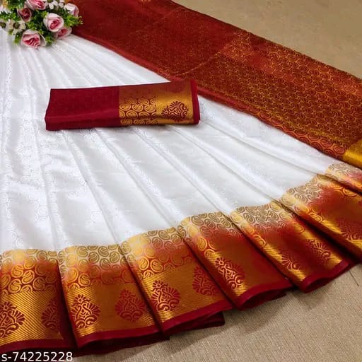 SM Women Silk Saree with Running Blouse