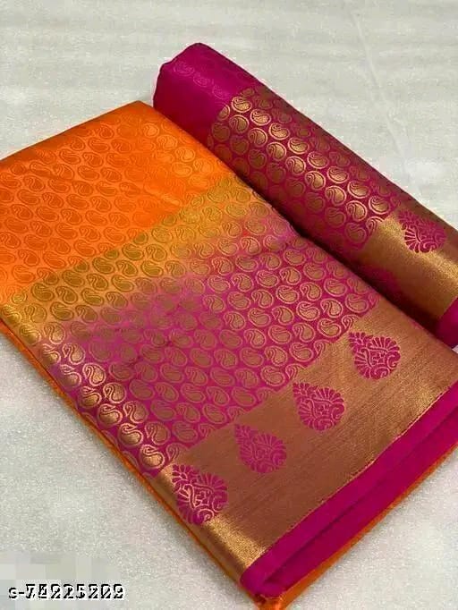 SM Women Silk Saree with Running Blouse