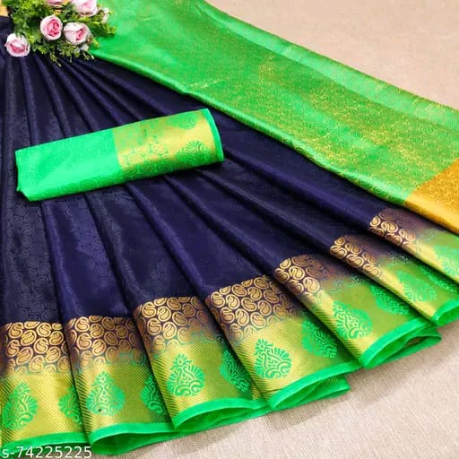 SM Women Silk Saree with Running Blouse