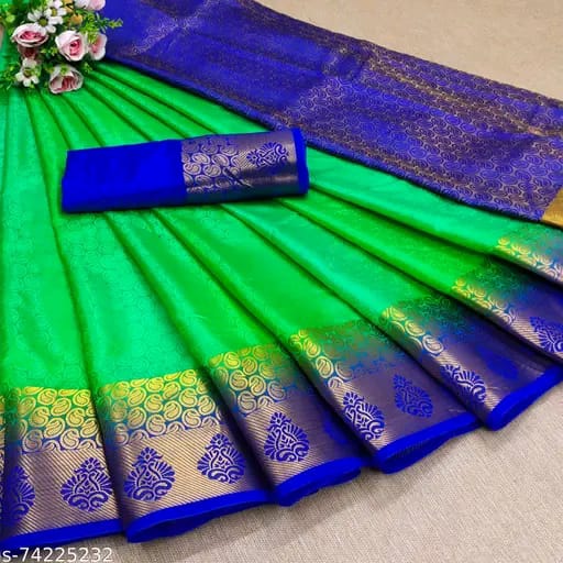SM Women Silk Saree with Running Blouse