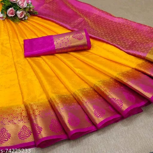 SM Women Silk Saree with Running Blouse