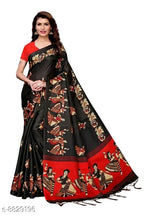 SM Women Khadi Silk Printed Saree with Solid Blouse