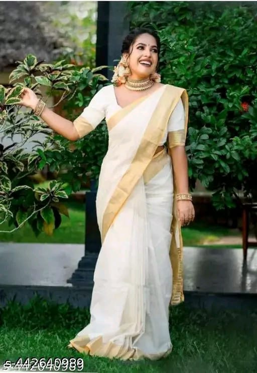 SM Women Cotton Woven Design Saree with Jacquard Blouse