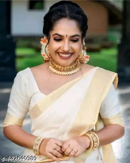 SM Women Cotton Woven Design Saree with Jacquard Blouse