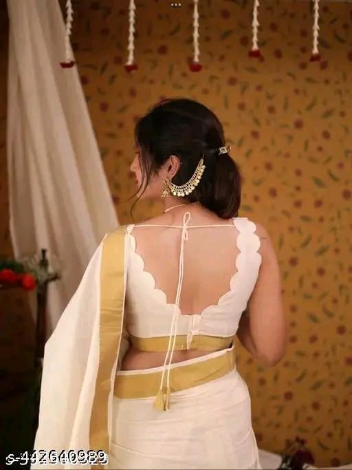 SM Women Cotton Woven Design Saree with Jacquard Blouse