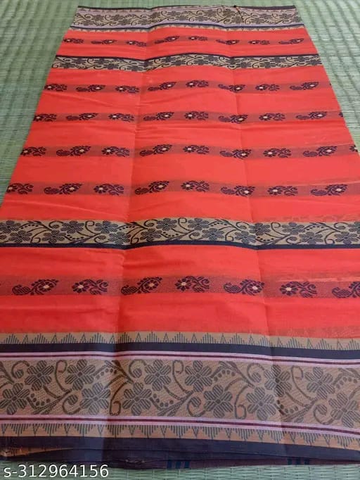 SM Women Cotton Woven Design Saree Without Blouse