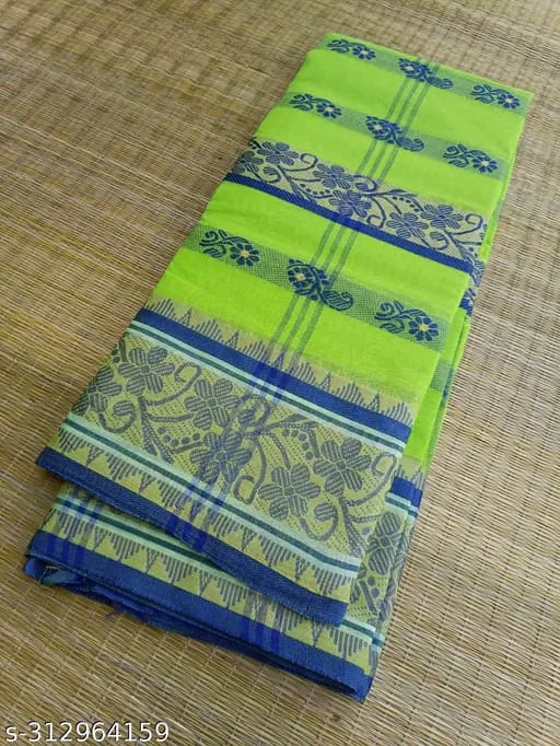 SM Women Cotton Woven Design Saree Without Blouse