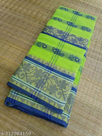 SM Women Cotton Woven Design Saree Without Blouse
