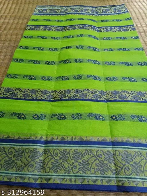 SM Women Cotton Woven Design Saree Without Blouse