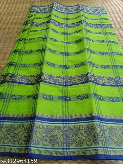 SM Women Cotton Woven Design Saree Without Blouse