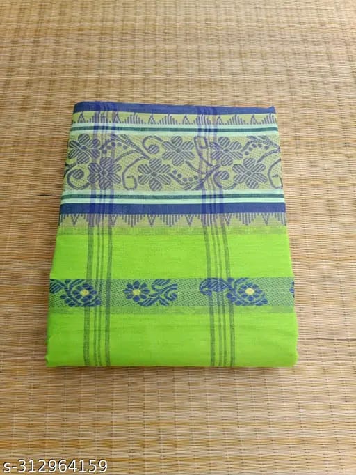 SM Women Cotton Woven Design Saree Without Blouse
