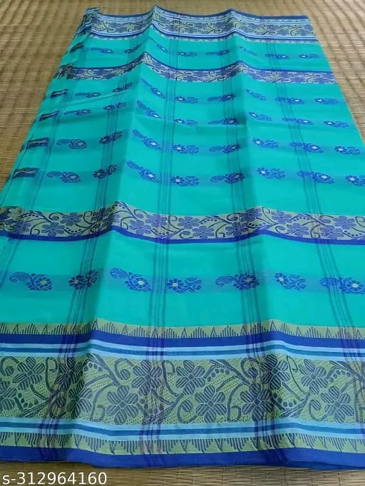 SM Women Cotton Woven Design Saree Without Blouse