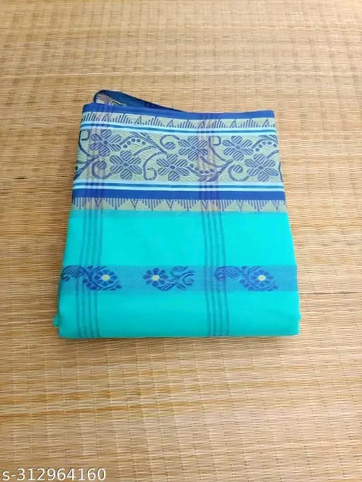 SM Women Cotton Woven Design Saree Without Blouse